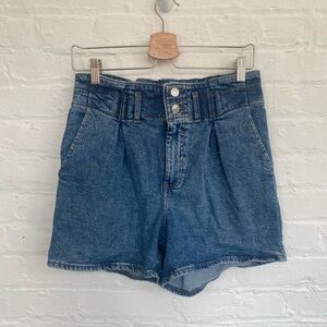 Express Midi Super High Rise Denim Jean Shorts Paper Bag Waist - Size 6